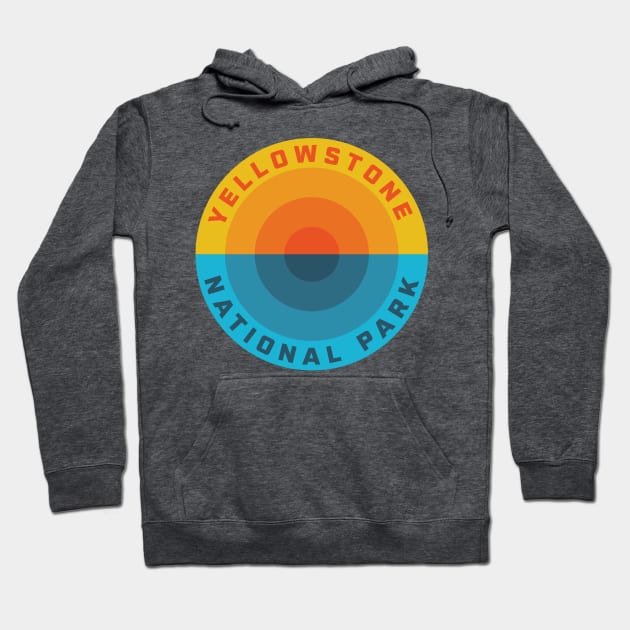 Yellowstone National Park Sunset Retro Hoodie by PodDesignShop